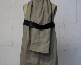 linen & leather scarf