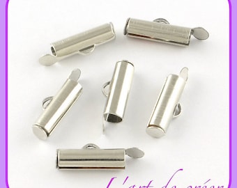 10 tips clip 16 mm silver tubes, ideal Miyuki or jewelry chain beads