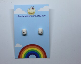 Kawaii happy mini marshmallow earrings.