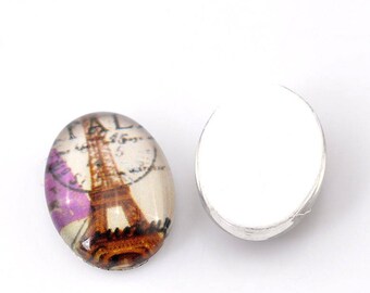 Glass Eiffel Tower 18 X 13 mm oval cabochon