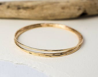 Hammered Skinny Bangles - Gold Bangle - Silver Bangle - Stacking Bangles - Skinny Bangles