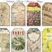 Vintage PARIS STREET MAPS Tags - Instant Download Digital Printable French Hang tags,cards - DiY