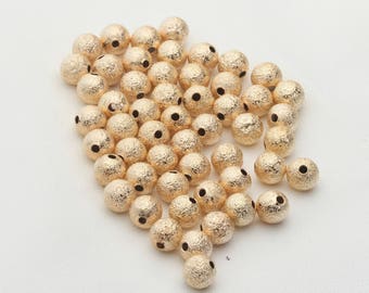 50pcs beads,Matte copper beads, DIY handmade accessories, jewelry design materials, gold loose beads, metal parts.