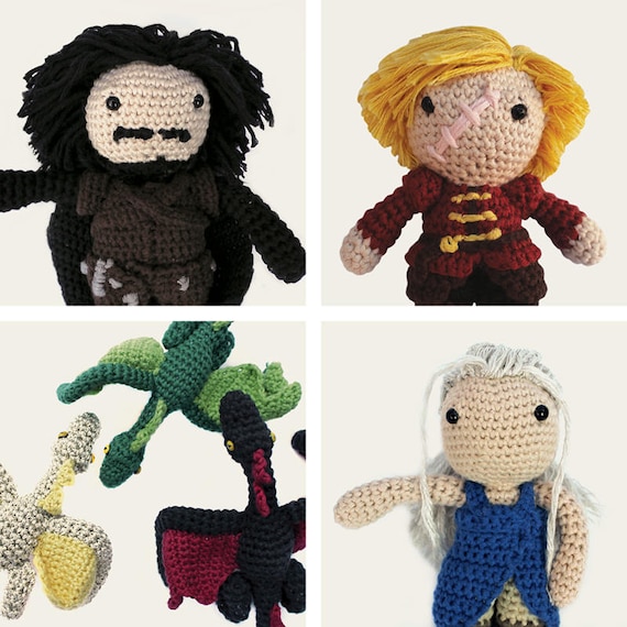 Game of Thrones Pack: Jon Snow, Tyrion Lannister, Daenerys, & Dragons. Amigurumi Patterns, PDF, DIY, Crafts, Crochet, Geek, Gift, TV Series