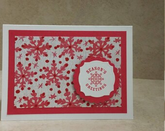 Snowflake Note Cards, Blank Note Cards, Red and White Note Cards, Christmas Stationery