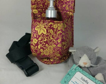 8oz cream jar couch hip holster, gold floral vine, black belt