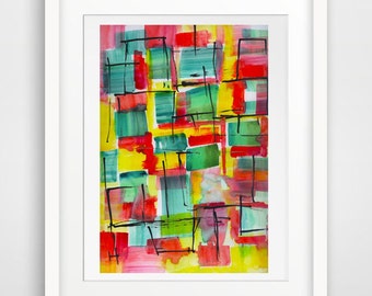 colorful watercolor painting print art wall art wall decor room decor, wall painting print, living room print