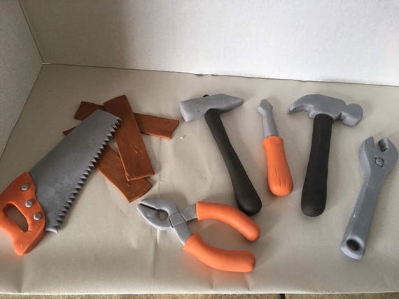 Fondant carpenter tools cake toppers complete set