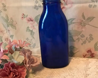 Cobalt Blue Old Vintage Milk Of Magnesia Decorative Bottle