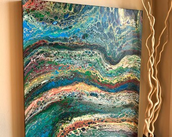 Sale!!!Large Abstract Acrylic pour Painting Artwork on Canvas 24x30 wall decor original art abstract painting fluid art
