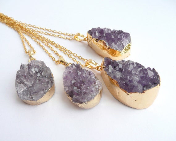 raw amethyst necklace gold