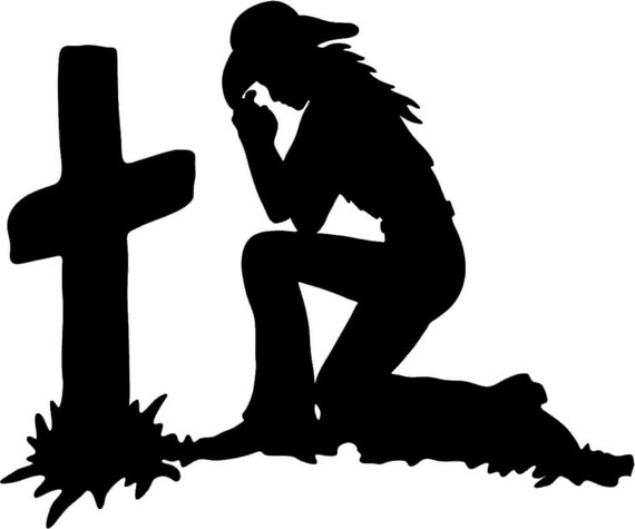 Download Praying Cowgirl or Cowboy Kneeling at Cross FREE USA SHIPPING