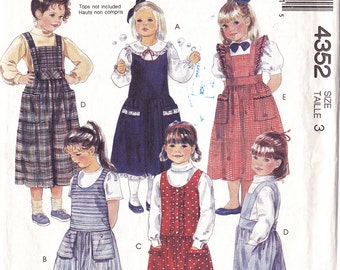 Vintage Girls Dress McCalls 4352 Size 3