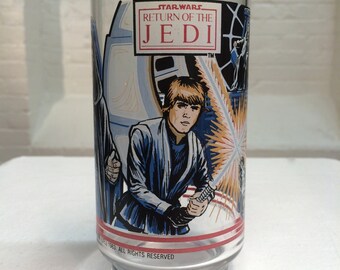 vintage Star Wars collector series drinking glass // Return of the Jedi // Luke Skywalker // Burger King // Coca-Cola