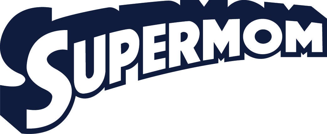 super mom logo black and white
