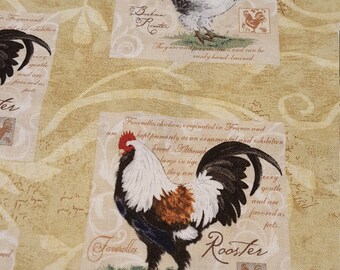 Rooster multi colored on creamy background