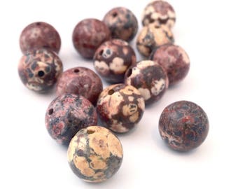 X 2 BEAD 10MM LEOPARD SKIN JASPER