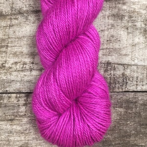 Ardmore Alpaca Silk Cashmere | Signature | Fingering Weight | Hand Dyed Sock Yarn | Pink Fuschia Solid Tonal | Luxury Yarn