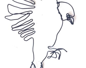wire wall art - Landing bird art hanging - wire sculpture