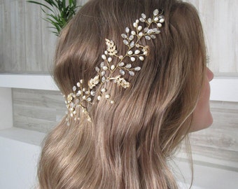 Wedding hair vine with pearls ivory Bridal tiara Bridal headpiece Wedding wreath Pearl crystal hair tiara Pearl headband Wedding tiara