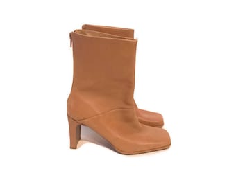 Vintage Tan Leather Ankle Boots