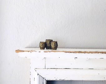 Vintage Brass Owls // Paperweight Trio