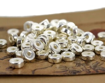 6mm Washer Round - Fine Silver over Ceramic - Mykonos Beads - QTY: 20