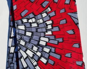 Red, Grey And White Ankara Fabric; African Clothing; African Fabric; African Fabric in yard; African Headwrap;African print fabric ;Ankara