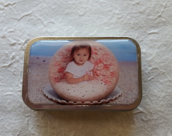 Personalized Photo Knitter's Tool Tin/Craft Tin/Notion Tin/Candy Tin