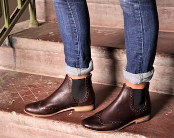 womens brown leather boots