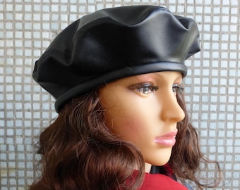 Beret Womens Beret Hat Black Leather Beret Hat Womens Leather Hat Fashion Beret Hat Leather Womens Cap Ladies Beret Hat Womens Newsboy Hat