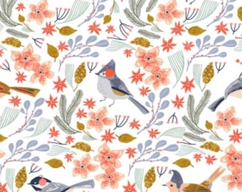 Let It Snow "Bird Wreath"-Dear stella Cotton Fabric-Bird, Floral