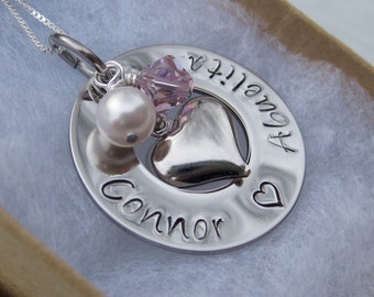 Stamped Jewelry - Family Necklace - Mothers Necklace - Mommy Necklace - Grandmas Necklace - Personalized Necklace