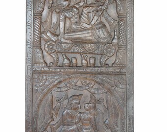 Vintage Carving Kamasutra Hand Carved Wood Wall Sculpture, Door Panel  Eclectic Shabby Chic Hotel Resort Decor