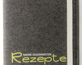 Recipe folder A4 from wool felt incl. recipe cards