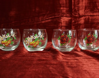 Set of 3 Beautiful Flower small Roly Poly's Glassware