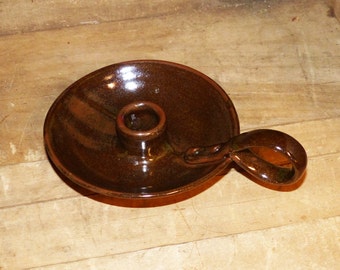 Hand Thrown Candlestick Holder with Handle - 867