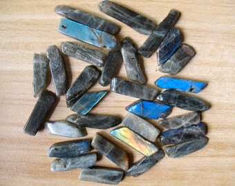 Natural Labradorite Slice Bead Top Drilled Labradorite Slab Beads Charms A024