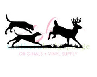 Walker dogs running deer SVG design/ SVG file/ svg design/ dogs chasing racoon/ dogs/ racoon/ coon dog svg/ deer svg/ silhouette