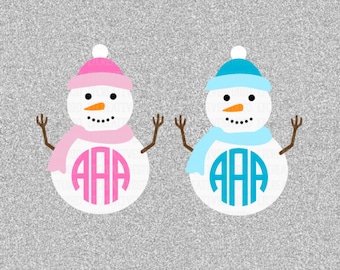 Snowman Monogram SVG, Christmas Monogram SVG, Christmas SVG, Silhouette Cut Files, Cricut Cut Files