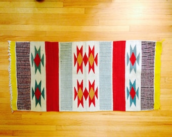 navajo rug, native american rug, bright-colored navajo rug, vintage rug from Arizona