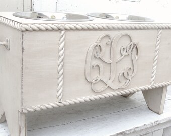 Personalized Dog Feeder Dog Bowls with Stand Elevated Dog Feeder Monogram Dog Bowl Holder