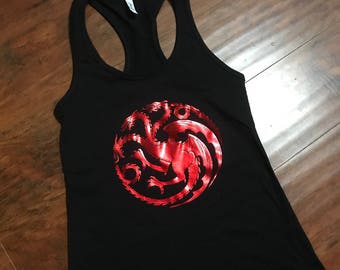 Targaryen Reflective Sigil Racerback | Mother of Dragons | Daenerys Targaryen | Fire and Blood | Game of Thrones Shirt
