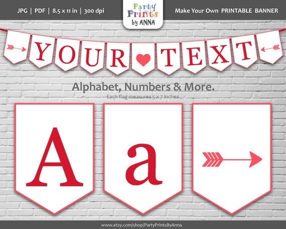 red printable alphabet letters spearhead banner bunting