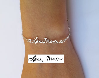 Memorial Signature Bracelet - Personalized Handwriting Bracelet Keepsake Jewelry in Sterling Silver - Bridesmaid Gift