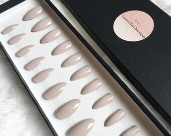 Mocha press on nails • stiletto press • Coffin nails • nude nails • false nails • fake nails • glue on nails • stick on nails • gel nails