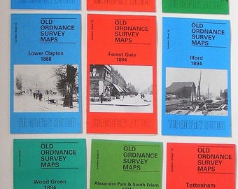 Fifteen Godfrey vintage ordnance survey maps