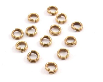 5mm Double Jump Ring - 250 Raw Brass Double Jump Rings , Split Rings (5x0.80mm) A0731