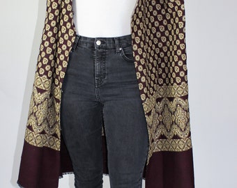Maroon/Cream Kimono Style Jacket
