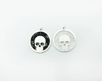 My Skeleton--Sterling Silver Skull Pendant with French Lace Safety Pin / Necklace